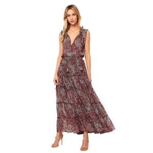 $420 Misa Sleeveless Nazirah Floral Hollan Maxi Dress XS